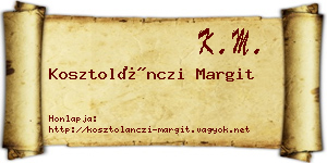 Kosztolánczi Margit névjegykártya