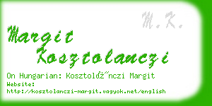 margit kosztolanczi business card